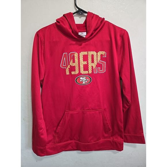 San Francisco 49ers Boys Sweatshirt XL 16 / 18 Red Hoodie Logo Graphic Pockets - Picture 1 of 8